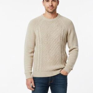 Madewell Cable Knit Fisherman's Sweater, Wool/Alpaca Blend in Barley, Men’s L